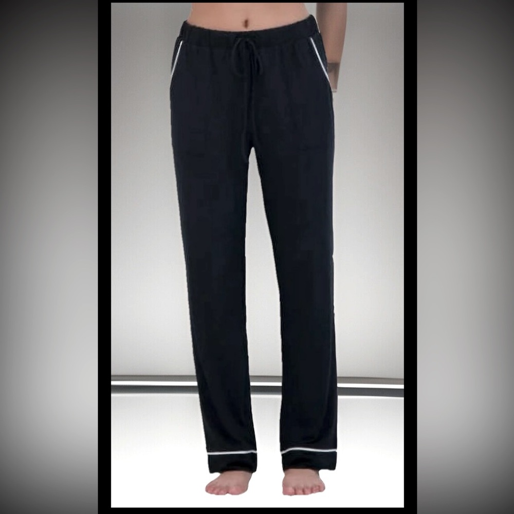 Lucky Brand Ladies's Lounge Pant Black  Relaxed Fit Super Soft Jersey Knit Sz M
